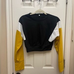 Women’s AS SHEIN black/gold/white crop sweatshirt